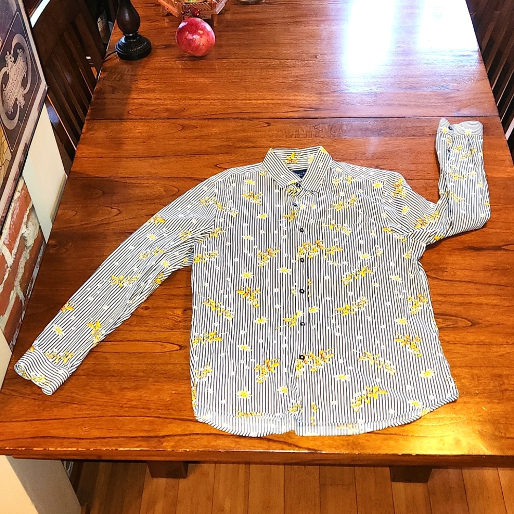Paisley & Gray striped floral print shirt. L Slim fit.